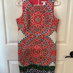 London Times Red and Black Sleeveless Sheath Dress